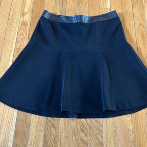 Ann Taylor Faux Leather Trim A-Line Skater Mini Skirt Size 4